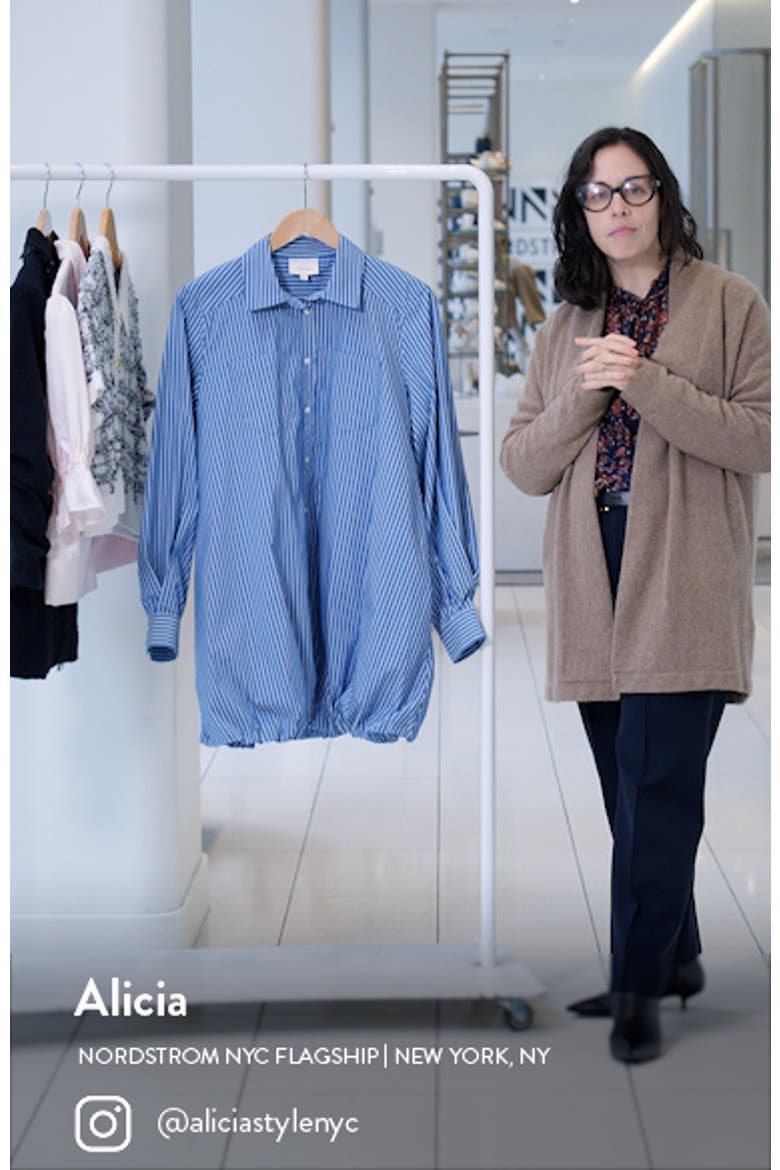 Sutton Stripe Balloon Hem Long Sleeve Shirtdress video