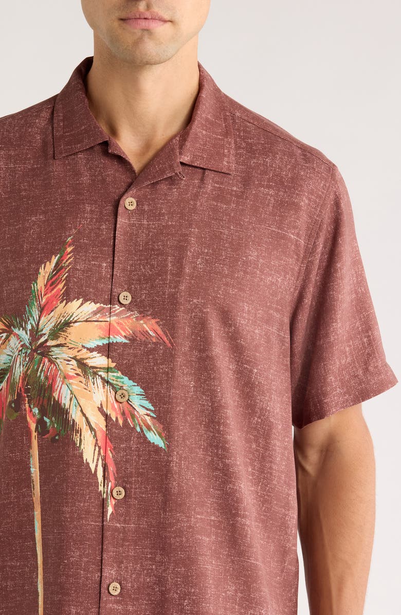 Tommy Bahama Desert Palms Silk Camp Shirt, Alternate, color, Spiced Clove