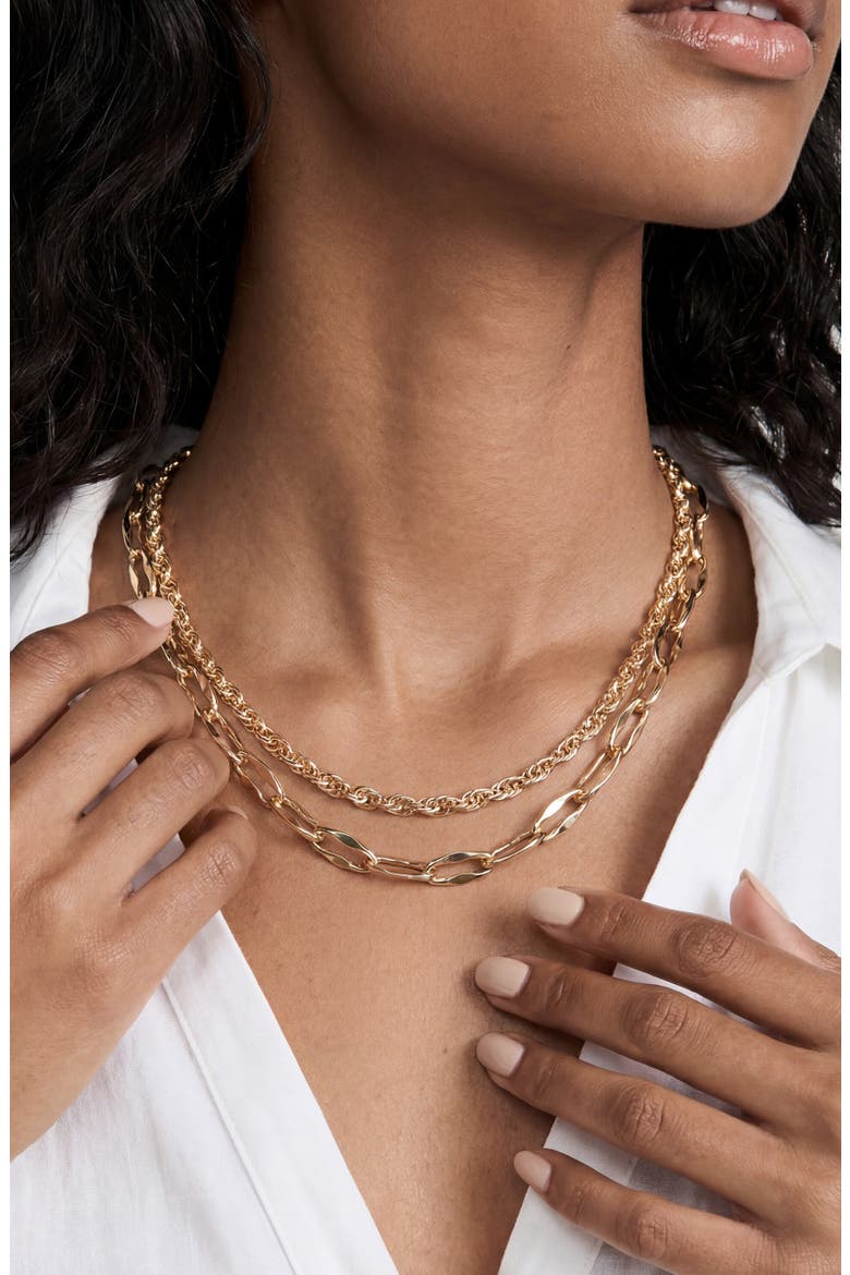 Layered Chain Necklace, Alternate, color, GOLD