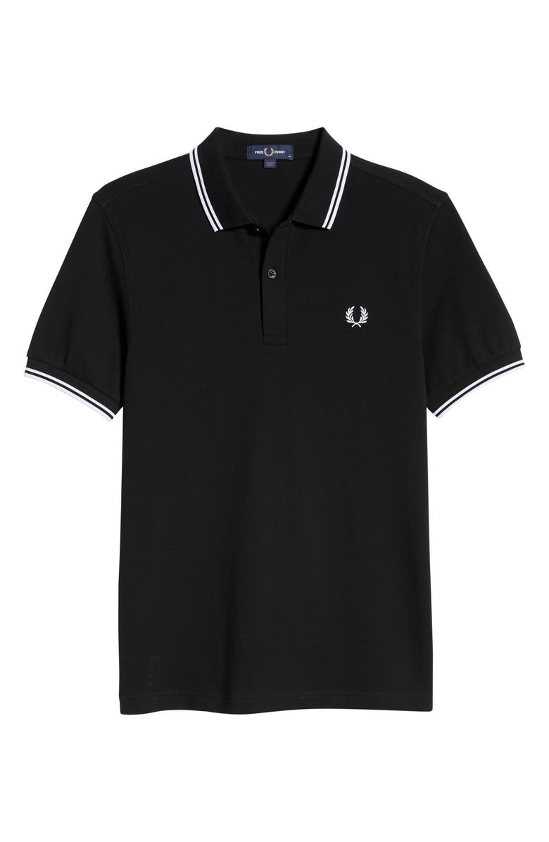 Fred Perry Extra Trim Fit Twin Tipped Piqué Polo, Alternate, color, Black