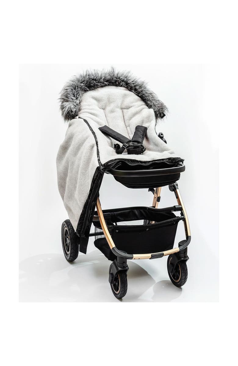 Cover Baby LLC Premium Wool Adjustable Footmuff, Alternate, color, Gray Wool In Satin Black