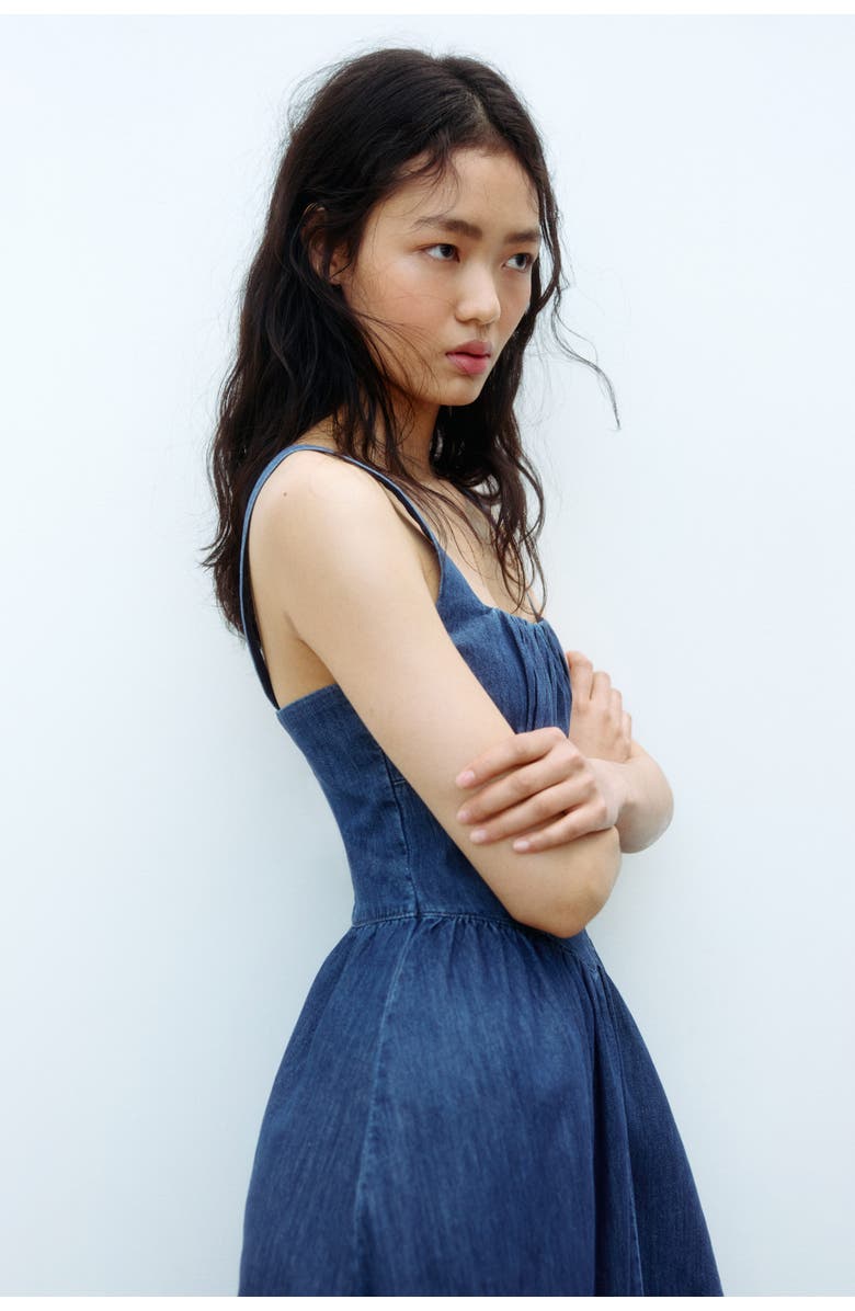 H&M Denim midi dress, Alternate, color, Denim Blue