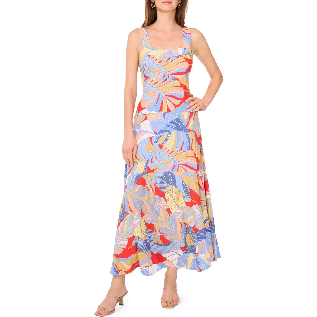 VINCE CAMUTO VINCE CAMUTO PALM PRINT TIERED MAXI DRESS