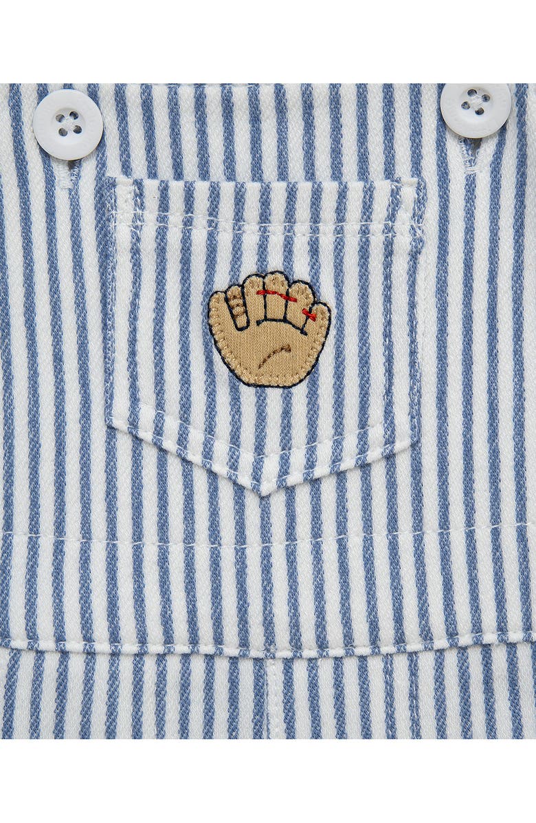 Little Me Baseball T-Shirt & Shortalls Set, Alternate, color, Blue Stripe
