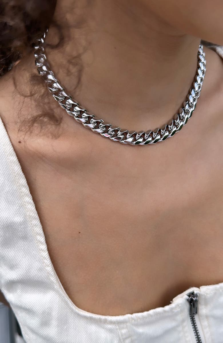 SHYMI Tori Cuban Chain Choker Necklace, Alternate, color, Silver
