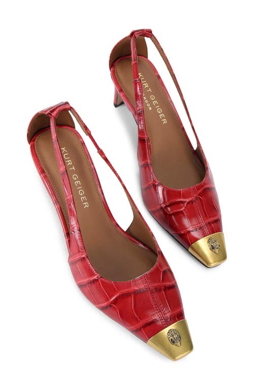 Kurt Geiger London Regent Croc Embossed Cutout Pump In Red