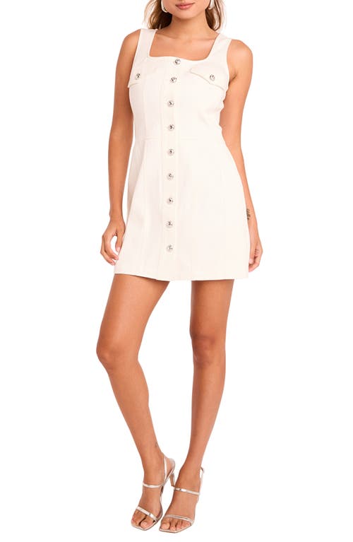Endless Rose Sleeveless Button-up Denim Minidress In White