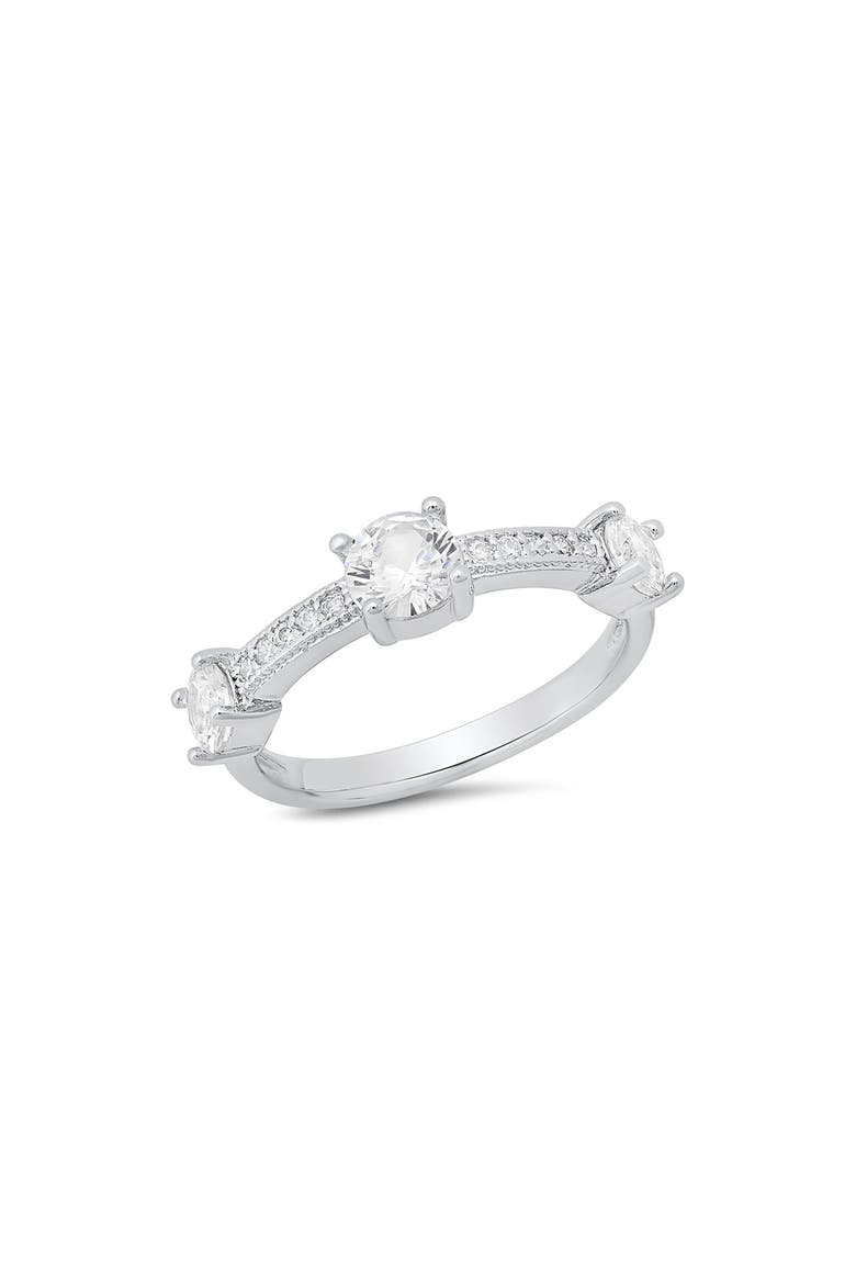 Simulated Diamond Heart Pavé Ring, Main, color, SILVER