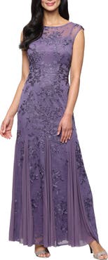 Alex Evenings Embroidered Cap Sleeve Gown