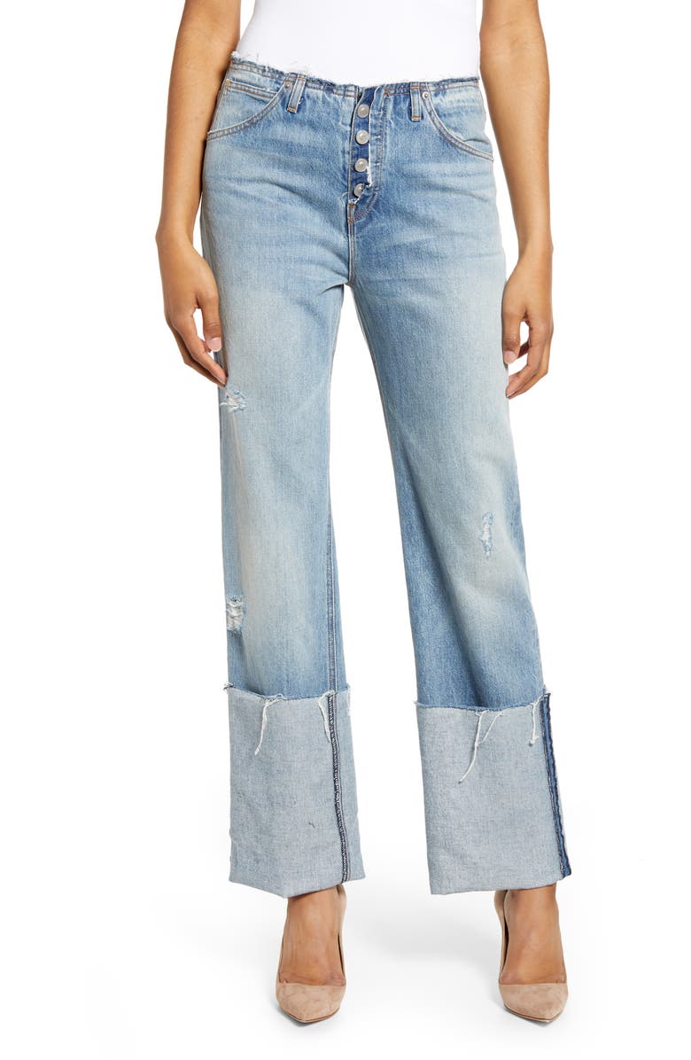 Hudson Jeans Sloane Baggy High Waist Deep Cuff Jeans, Main, color,