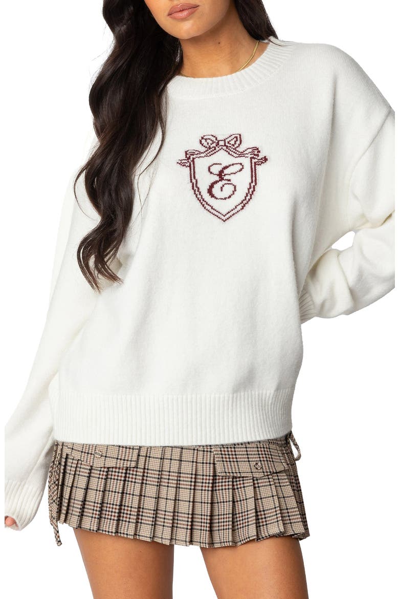 So Preppy Crewneck Sweater, Main, color, WHITE