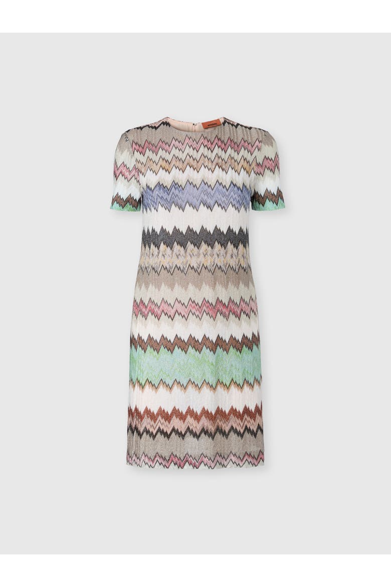 Mini Dress In Viscose Lamé With Short Sleeves, Main, color, Multicoloured
