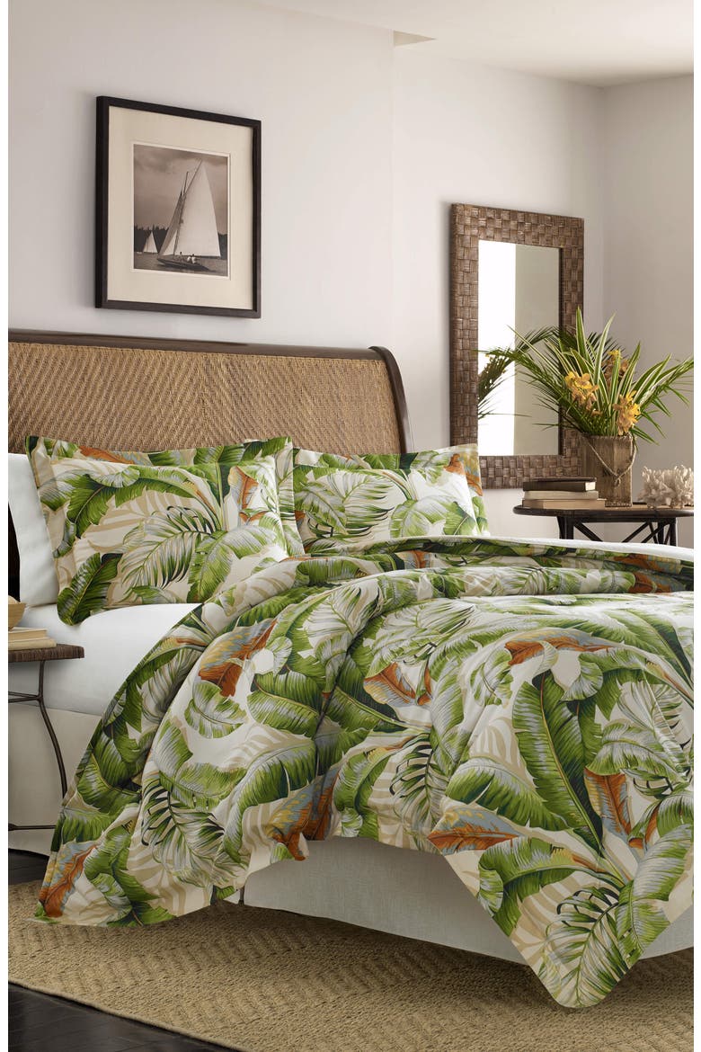 Palmiers Comforter, Sham & Bed Skirt Set, Main, color, MEDIUM GREEN