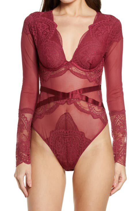 Lana Long Sleeve Lace & Mesh Bodysuit