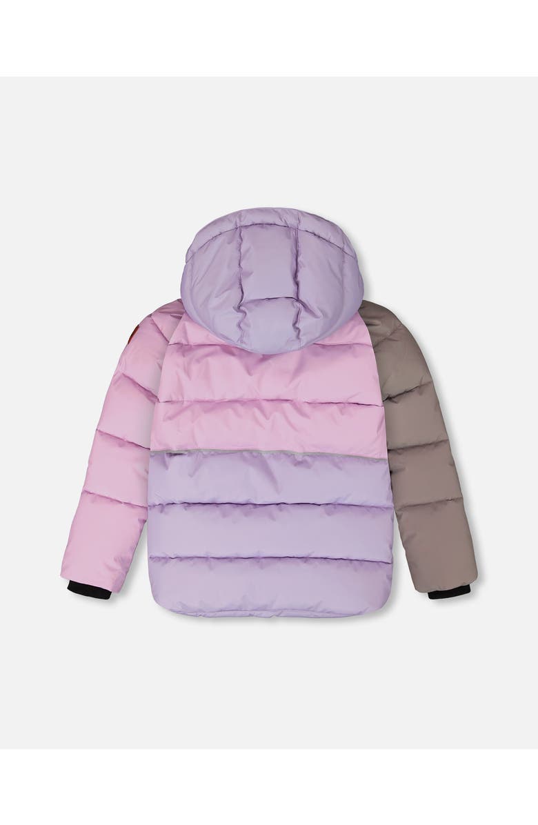 Deux par Deux Girl Colorblocked Puffy Winter Coat, Alternate, color, Purple Gray