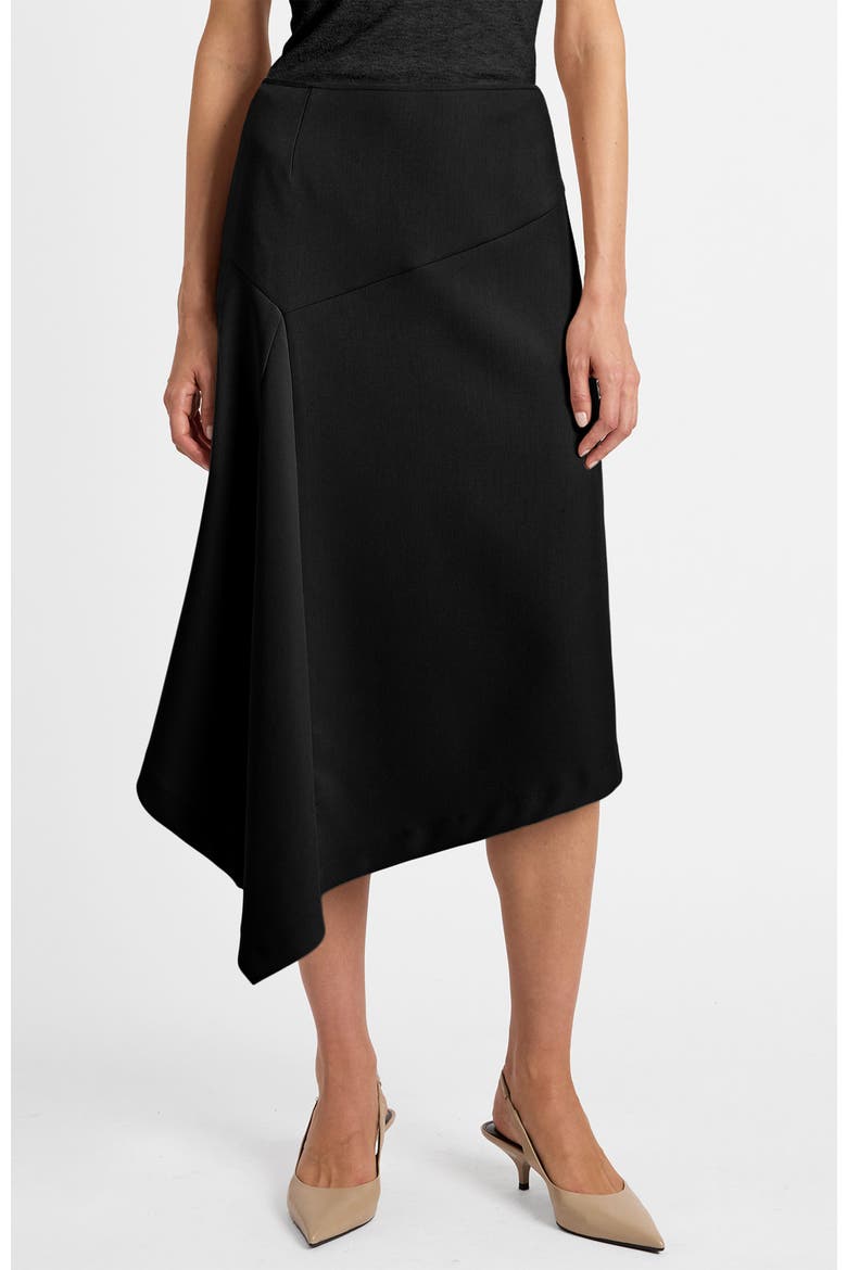 Myna Asymmetrical Midi-Length Skirt, Main, color, Onyx