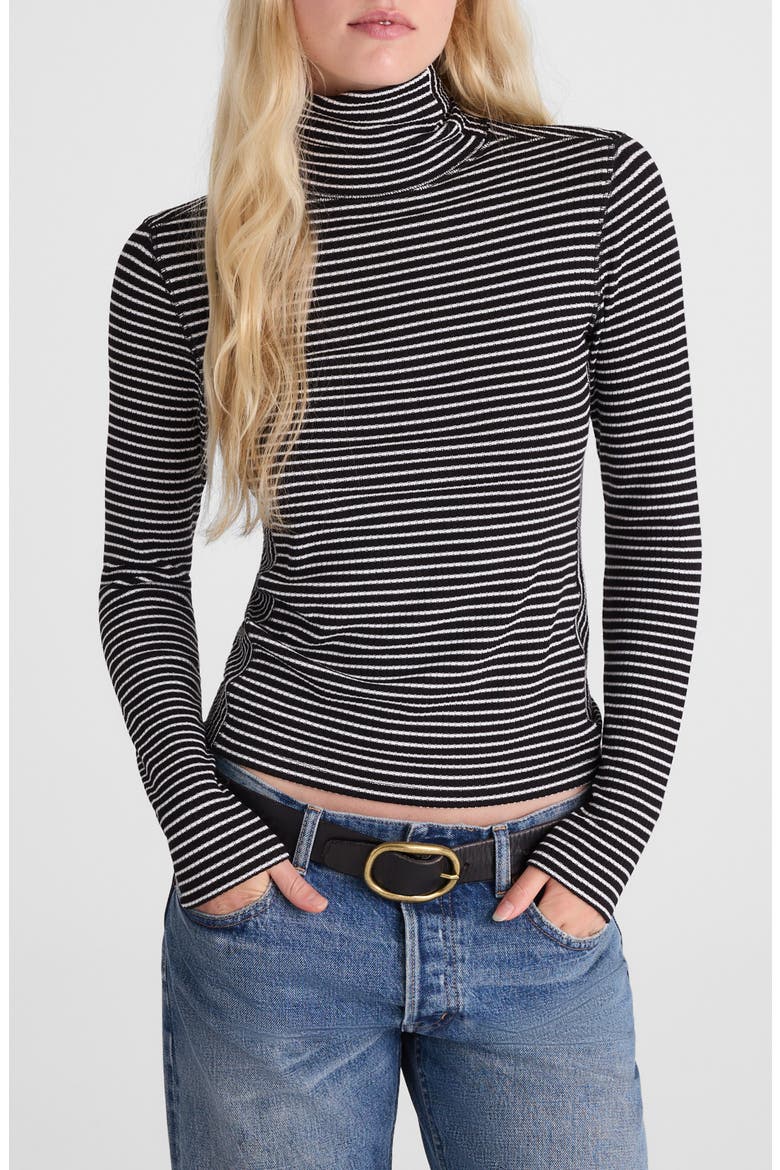 Stripe Rib Turtleneck Top, Main, color, WINTER WHITE