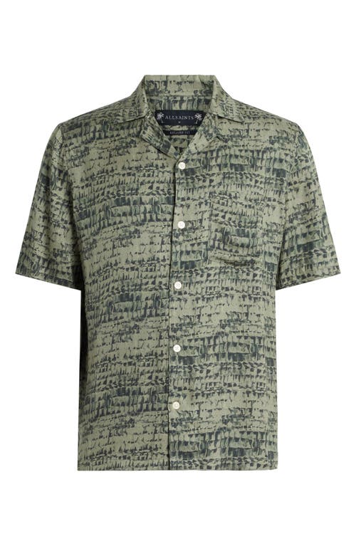 Allsaints Liszt Texture Print Relaxed Fit Shirt In Jet Black
