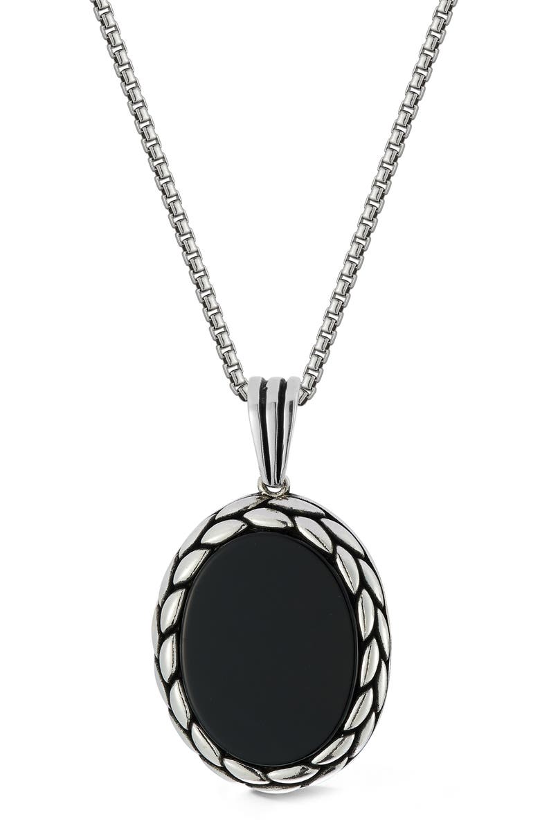 Yield of Men Sterling Silver Onyx Pendant Necklace, Main, color, Silver