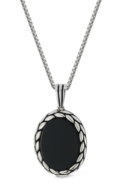 Sterling Silver Onyx Pendant Necklace