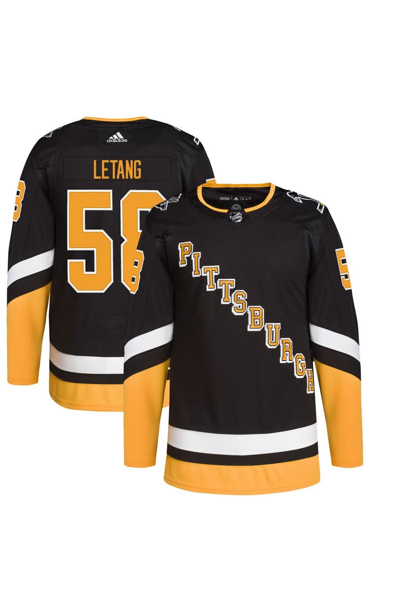 adidas Men's adidas Kris Letang Black Pittsburgh Penguins Alternate Primegreen Authentic Player Jersey, Main, color, 