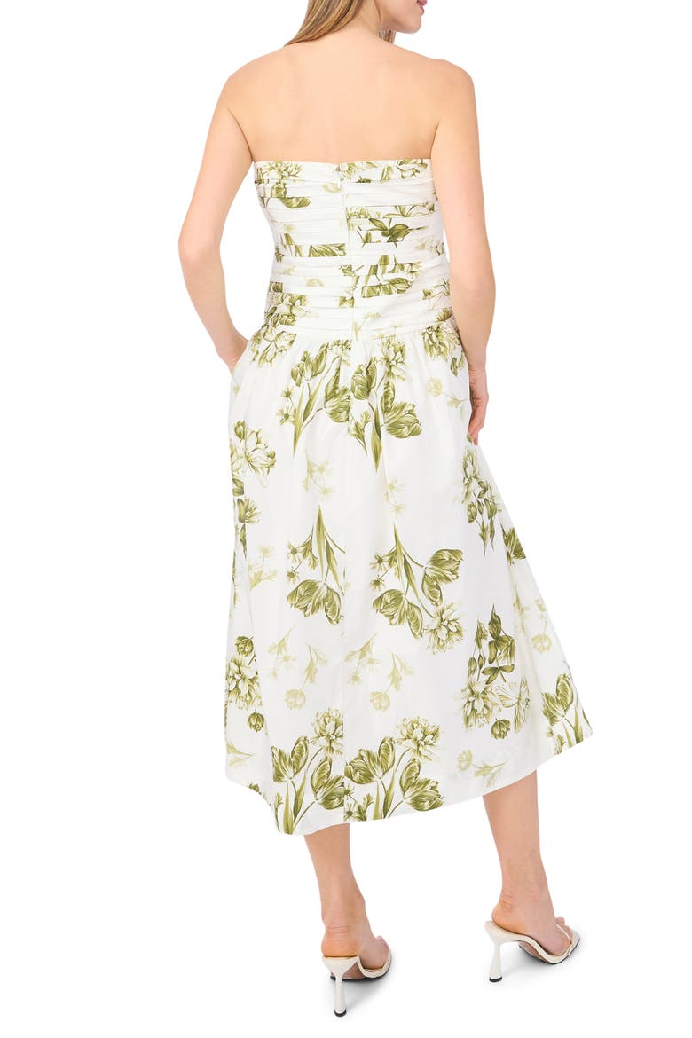 Strapless Cotton Midi Dress, Alternate, color, GRASSHOPPER GREEN