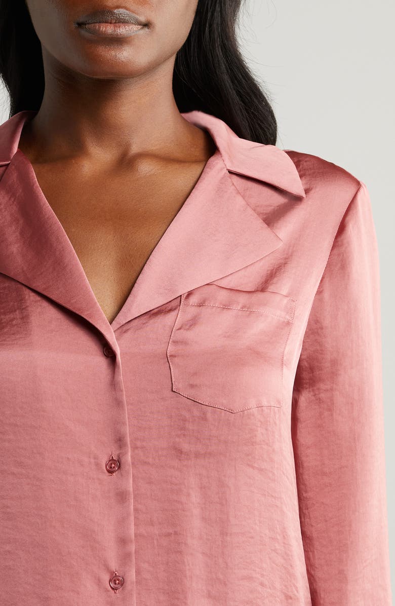 PAIGE Capriana Satin Button-Up Shirt, Alternate, color, Desertdusk