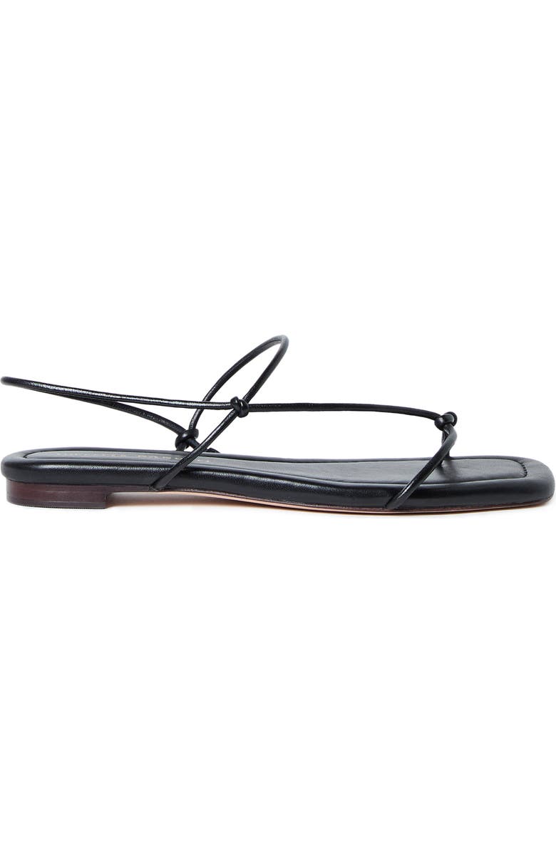 Loeffler Randall Eleanor Strappy Flat Leather Sandal, Alternate, color, Black