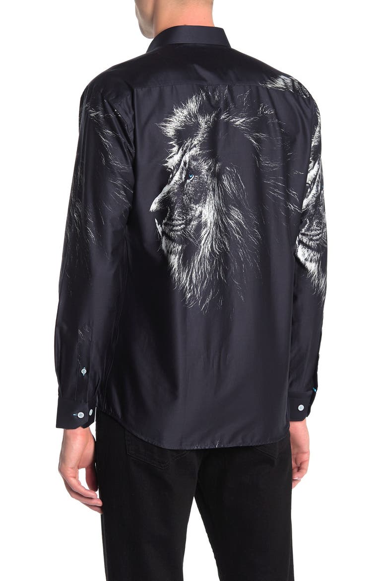 Fibonacci Lion Face Shaped Fit Shirt, Alternate, color, BLACK
