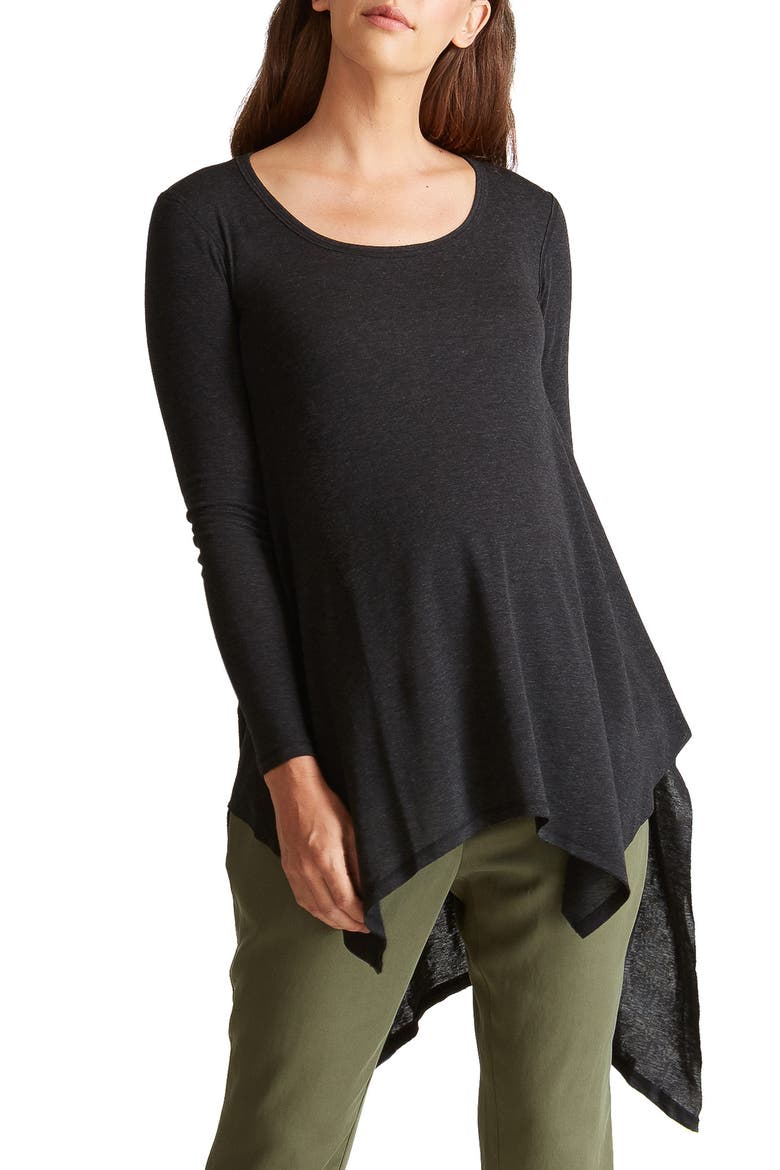 Ingrid & Isabel® Handkerchief Maternity Tunic Top, Main, color, DARK HEATHER