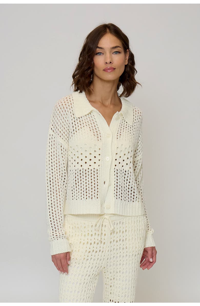 Central Park West Evie Open Stitch Polo, Main, color, Ivory