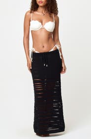 LSPACE Tula Semisheer Cotton Open Stitch Cover-Up Skirt