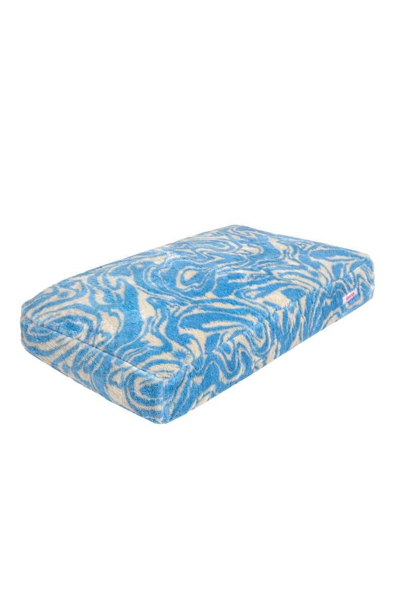 The Licker Store MabelDesigner Modern Ultra Soft Reversible Plush Rectangular Pet Bed with Washable Cover, Alternate, color, Blue/Cream