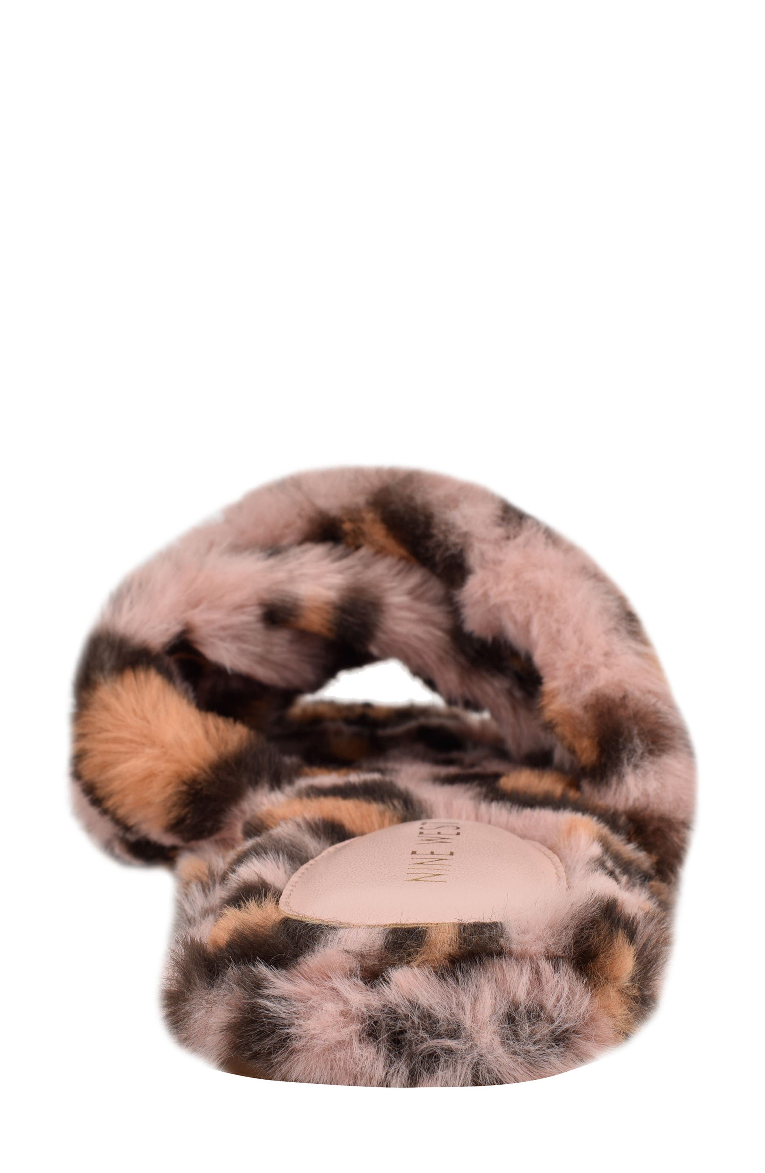 Cozy Faux Fur Slipper, Alternate, color, PINK LEOPARD