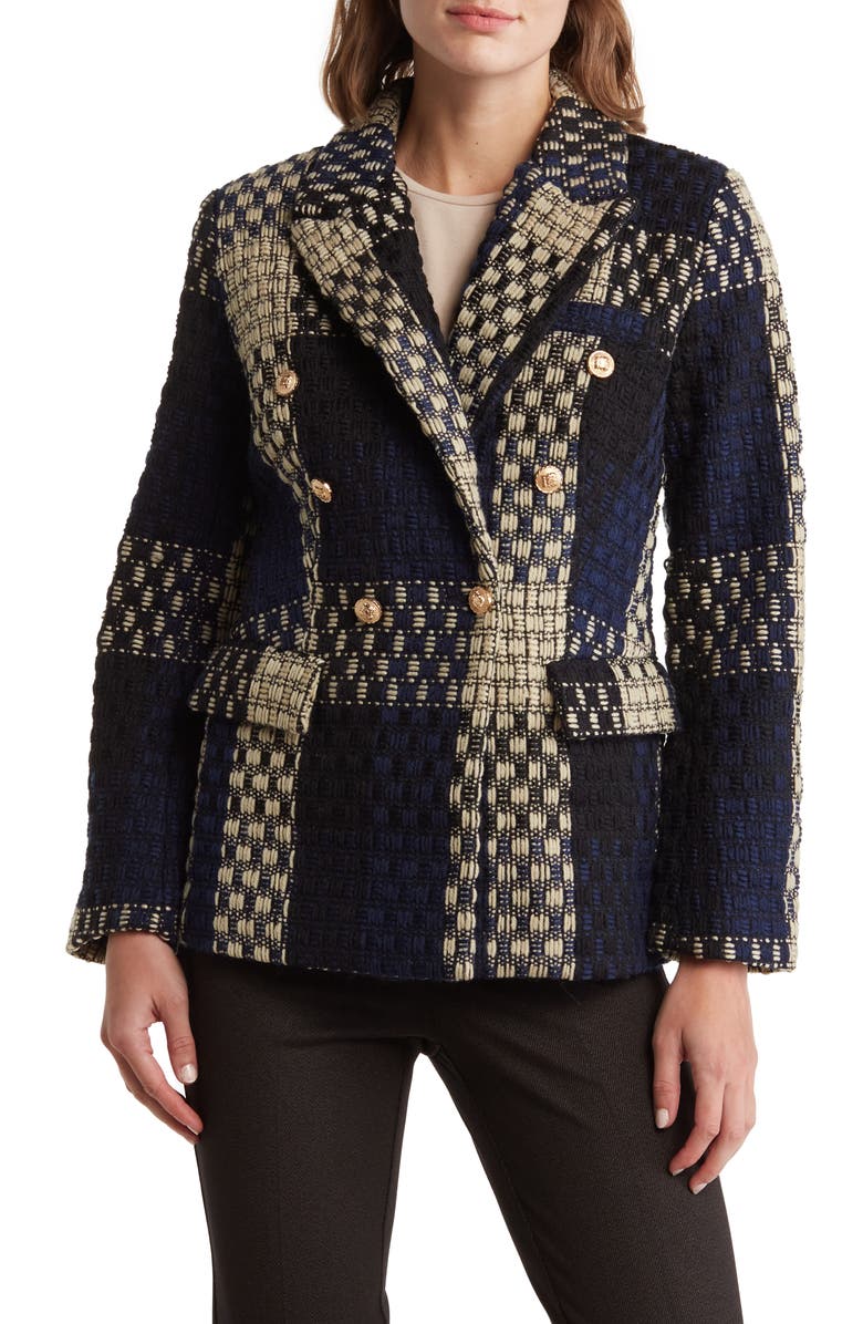 PLM Plaid Double-Breasted Blazer, Main, color, 