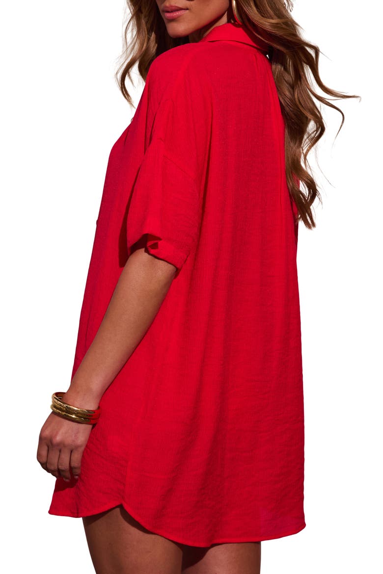 Whispered Coast Cover-Up Shirt, Alternate, color, RED