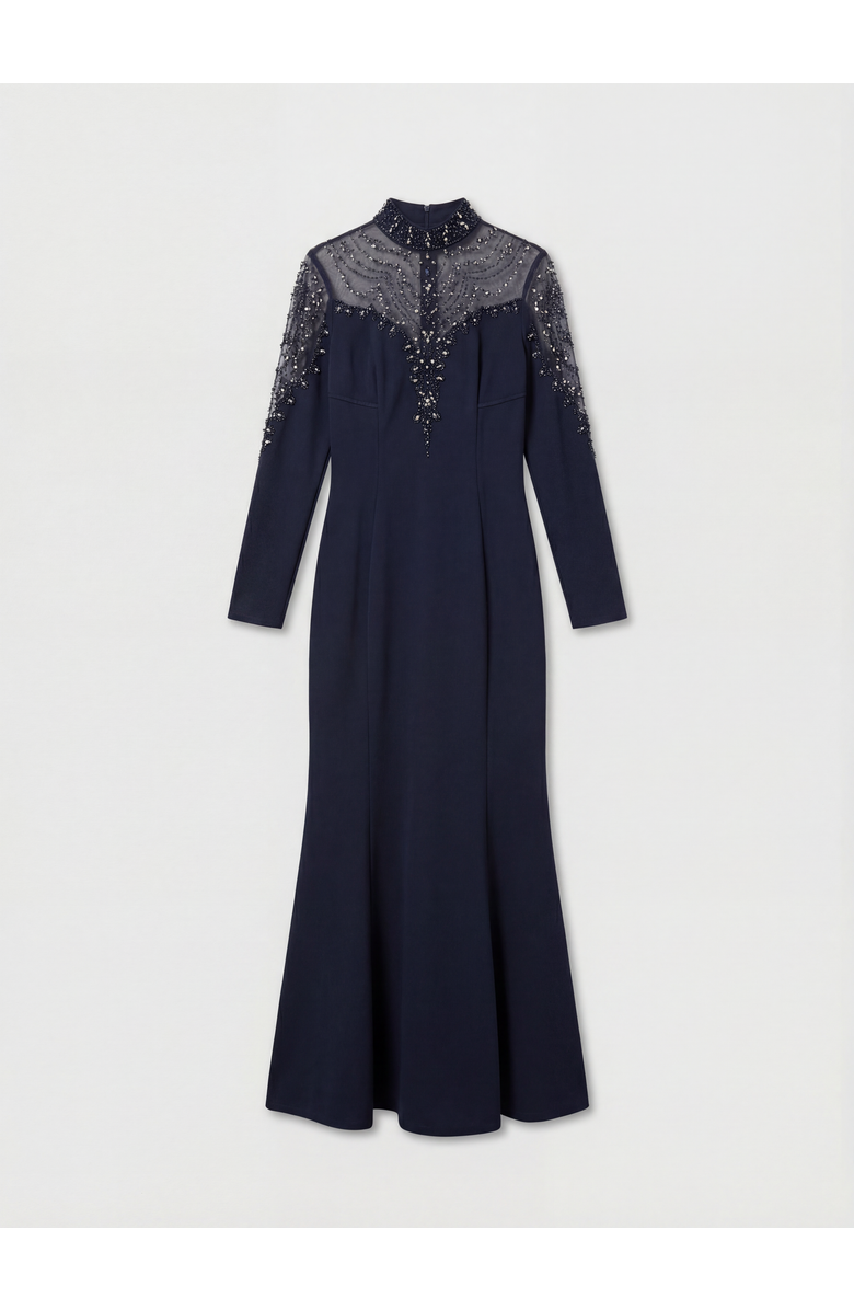 Karen Millen Petite Crystal Embellished Maxi Dress, Alternate, color, Midnight