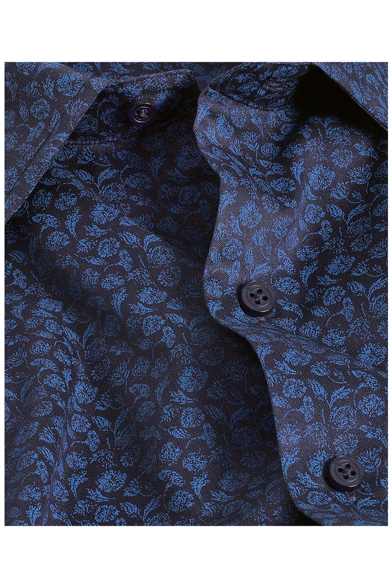 Botanical Print Sport Shirt, Alternate, color, NAVY