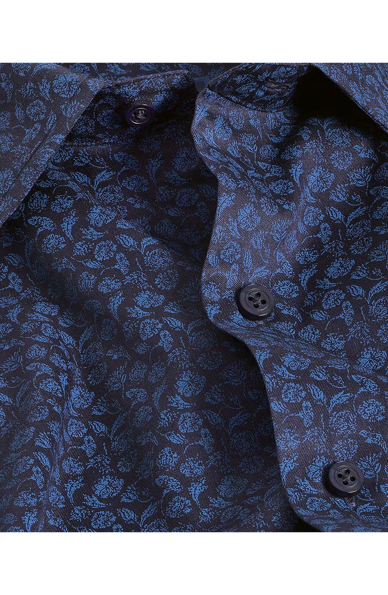 David Donahue Classic Fit Botanical Dress Shirt, Alternate, color, Navy