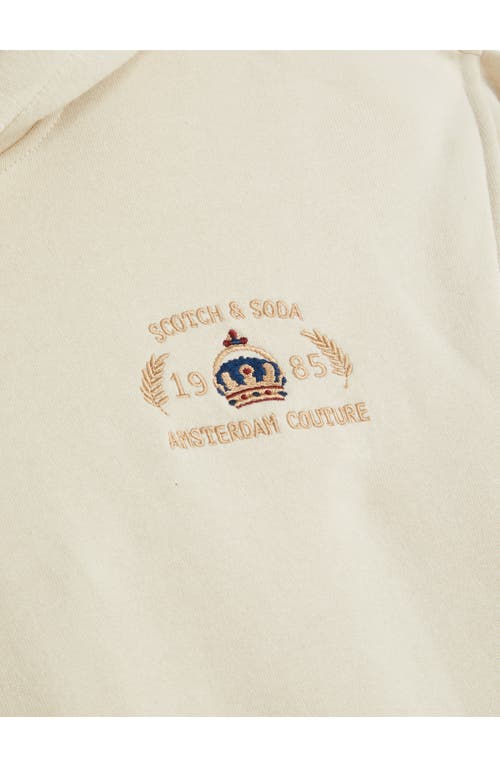Scotch & Soda Logo Fleece Hoodie In Neutral