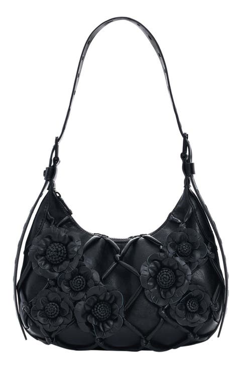 Floral Faux Leather Shoulder Bag