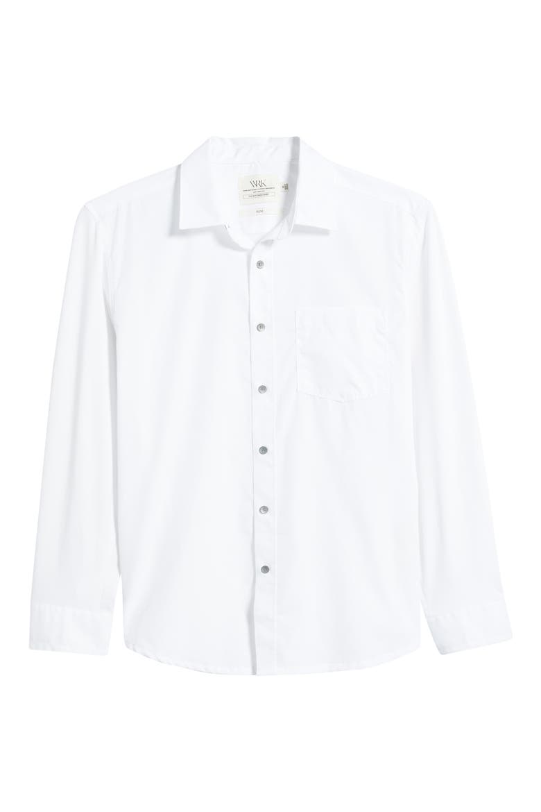 Hudson Reworked Slim Fit Solid Cotton Button-Up Shirt, Alternate, color, WHITE