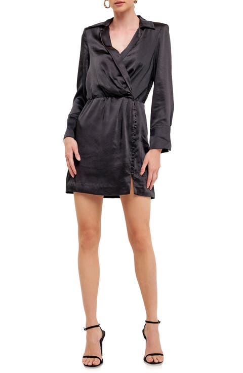 Long Sleeve Satin Minidress