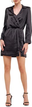 Endless Rose Long Sleeve Satin Minidress