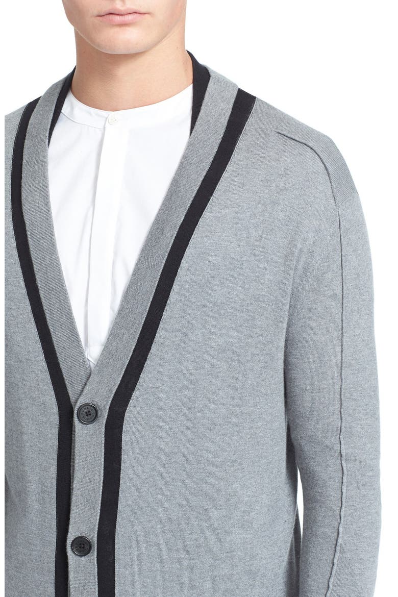 'Sylvia' Cotton, Silk & Cashmere Cardigan, Alternate, color, HEATHER GREY