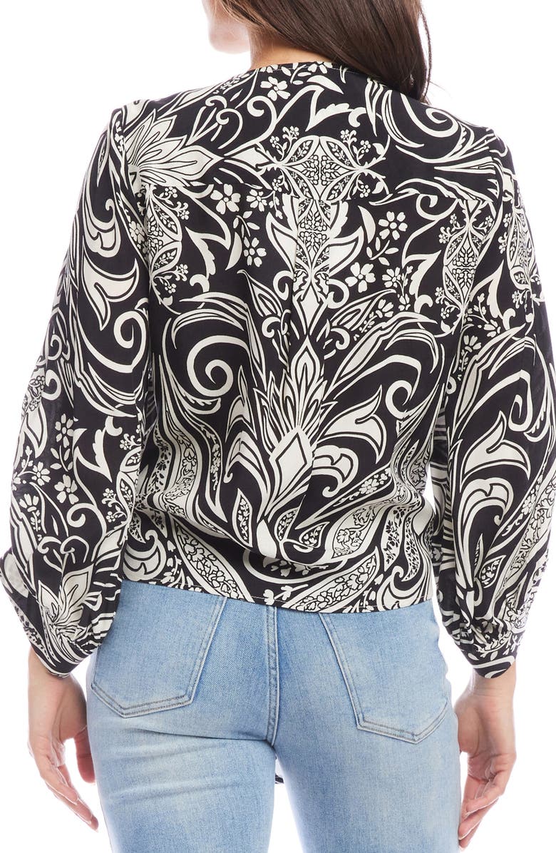 Karen Kane Paisley Print Tie Front Top, Alternate, color,