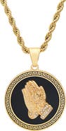 STEELTIME HMY JEWELRY Stainless Steel Enamel Prayer Hands Pendant Necklace