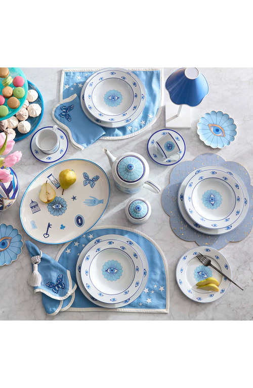 Jonathan Adler Fleur Canape Plate Set In Blue/gold