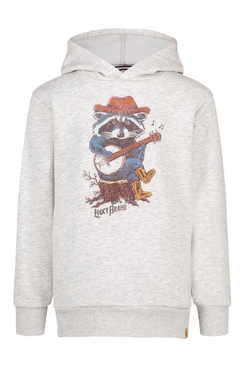 Kids' Banjo Raccoon Hoodie, Main, color, LIGHT GREY HEATHER