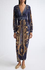 Camilla Print Long Sleeve Maxi Dress